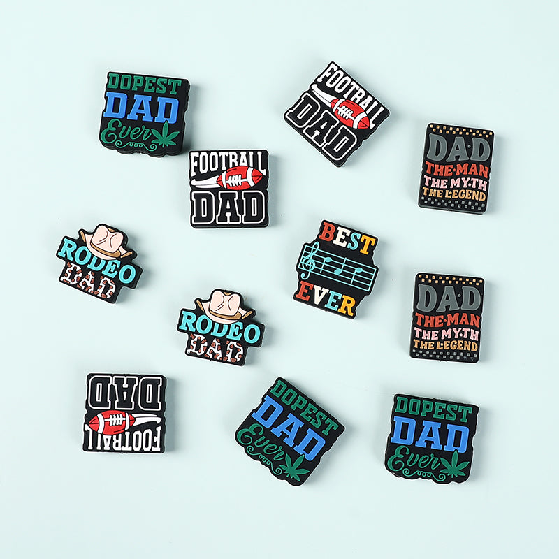Silicone Focal Beads Dad Theme Text and Icon Design 6