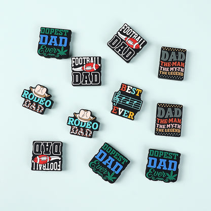 Silicone Focal Beads Dad Theme Text and Icon Design 6