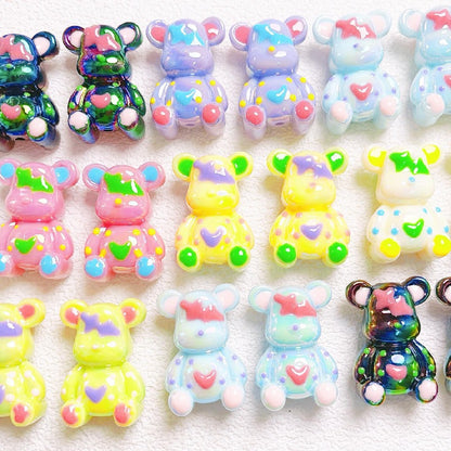 5pcs 22x32mm Light In the Dark Little Bear Acrylic Beads Glow in Dark 2