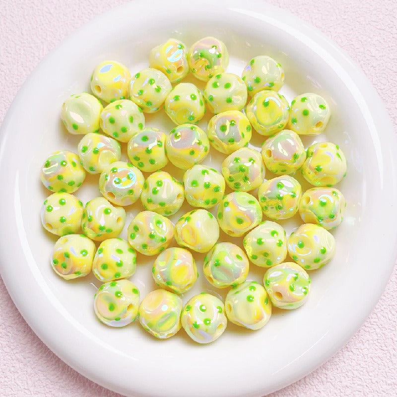 10pcs 16mm Dot Fig Acrylic Beads UV Finish DIY Bracelet Making 7