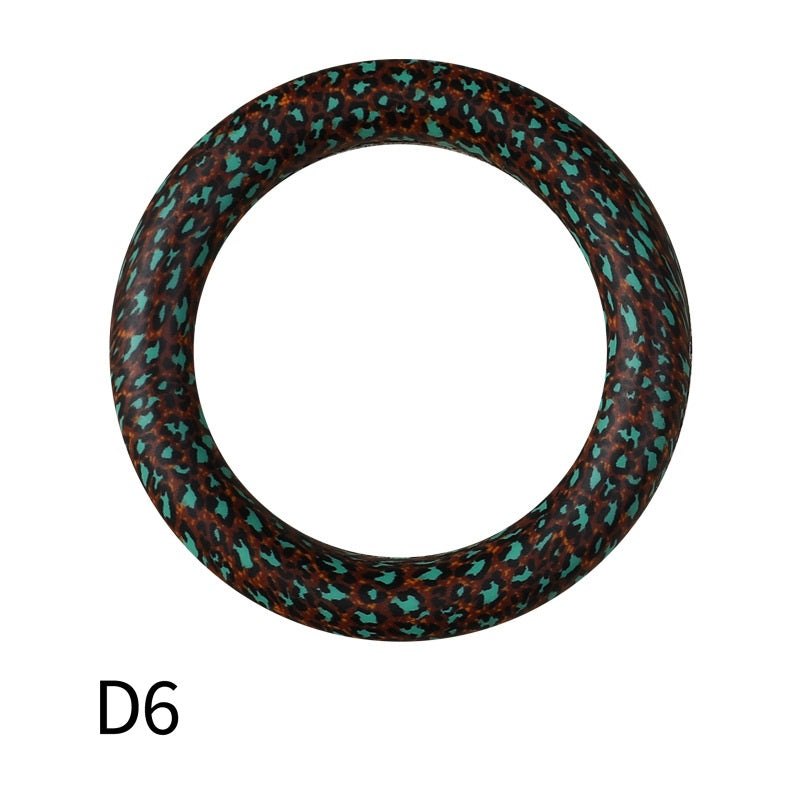 65mm Printed Silicone Beads Ring Shape Printed Design 12