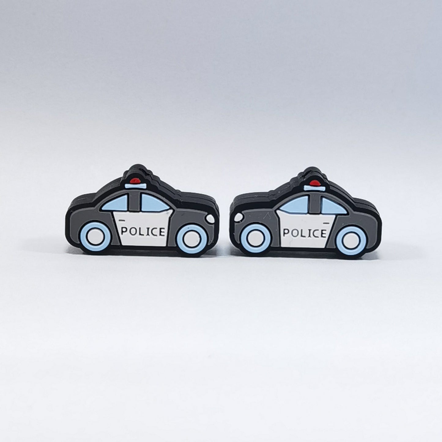 20Pcs Silicone Focal Beads Police Car Grey Blue Color Design