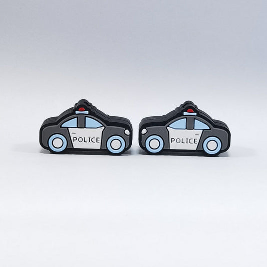 20Pcs Silicone Focal Beads Police Car Grey Blue Color Design