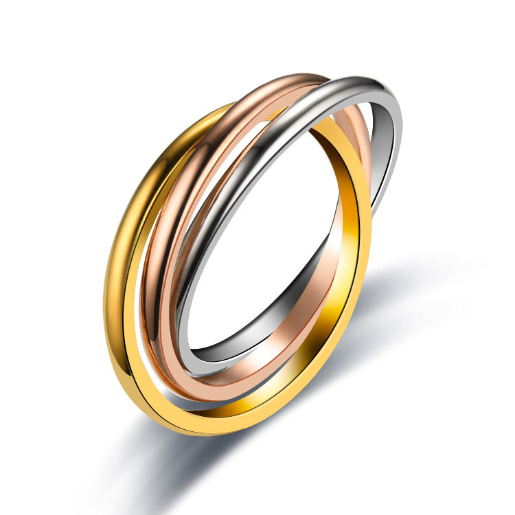 Stainless Steel 3-Rings Fidget Ring Anxiety Relief for Women US Size 6-13