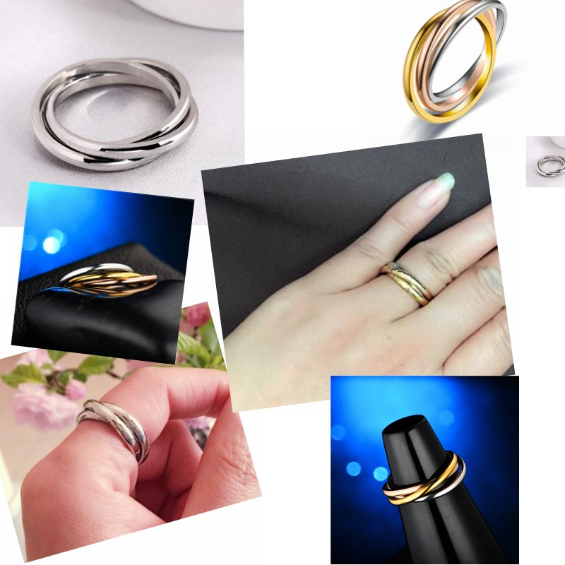 Stainless Steel 3-Rings Fidget Ring Anxiety Relief for Women US Size 6-13 3