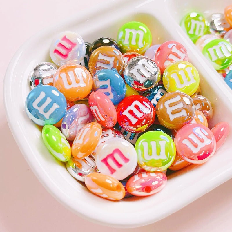 10pcs 14mm M Beans Acrylic Beads Jewelry Making Craft Supplies 4