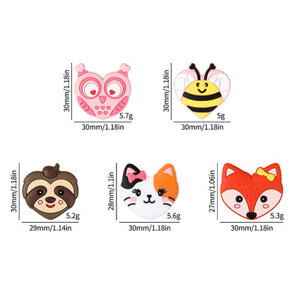 Silicone Focal Beads Valentine Day Heart Animal Variety 10