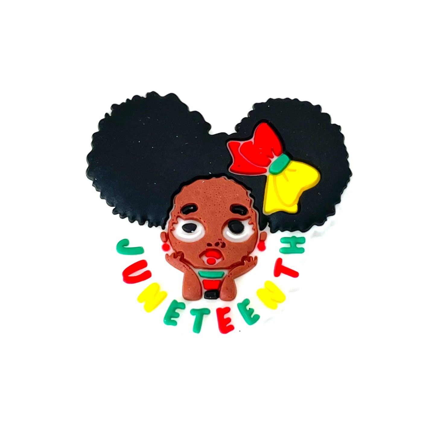 20pcs Silicone Focal Beads Juneteenth Celebration Girl with Bow Detail