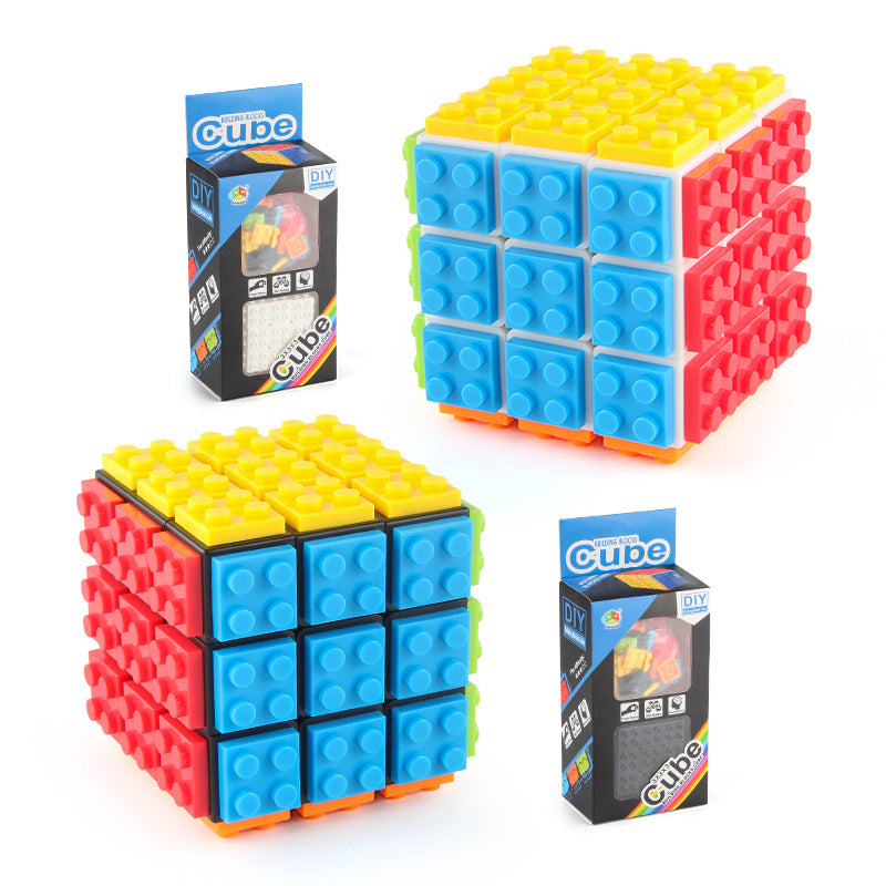 Plastic Fidget Cube Building Block Rubik's Cube Toy 6.5cm 5