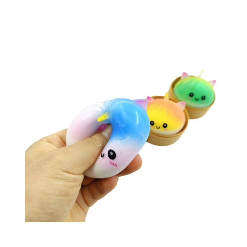 TPR Unicorn Steamed Stuffed Bun Squishy Sensory Squeeze Toy 5.5cm 5