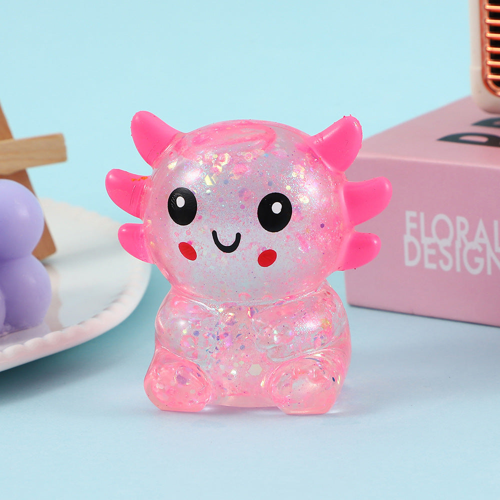 Glitter TPR Squishy Axolotl Sensory Toy 4