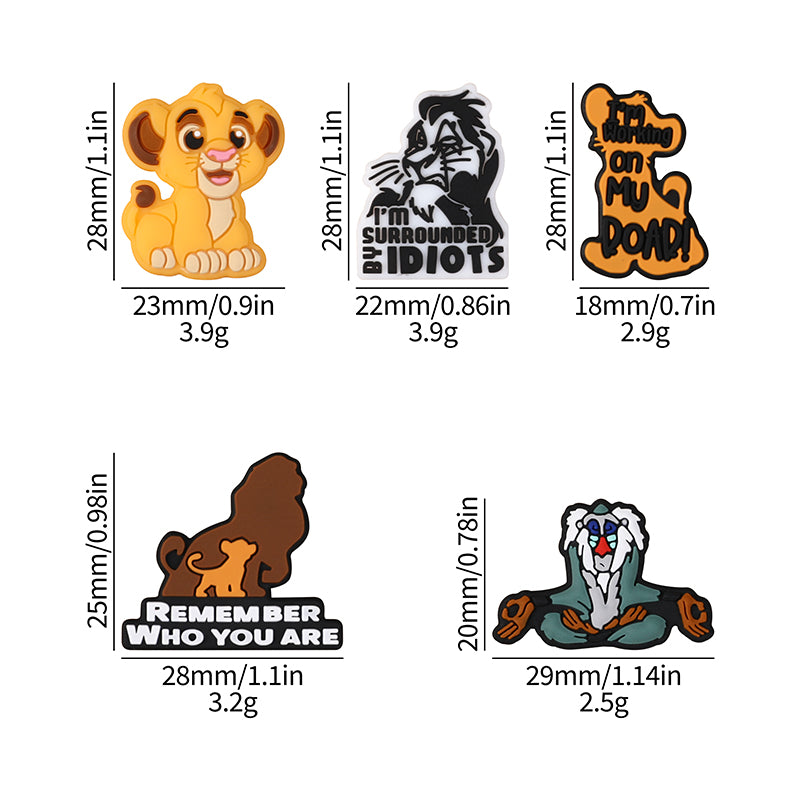 20Pcs Silicone Focal Beads Young Lion with Text Decorations 9