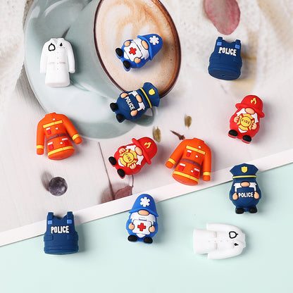 20Pcs Silicone 3D Focal Beads Doctor Police Firefighter Career Medical Theme 4