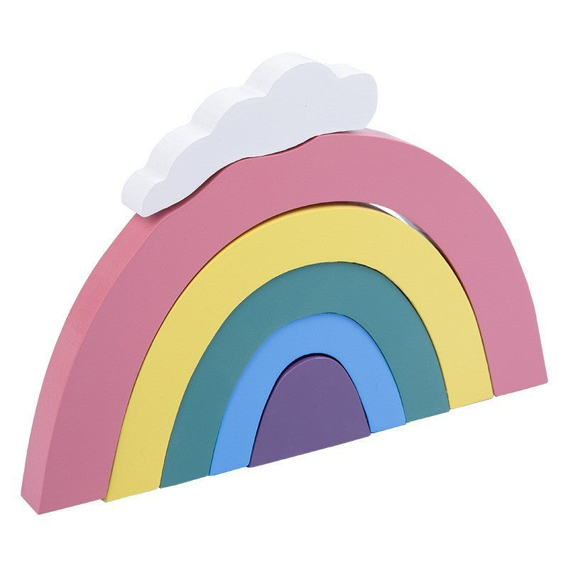 Wooden Rainbow Stacking Blocks Building Blocks Educational Toy 12pcs 14