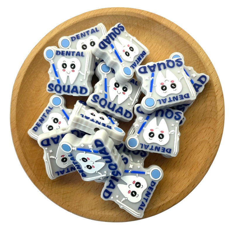 20pcs Silicone Focal Beads Dental Tooth Character Holding Mirror 2