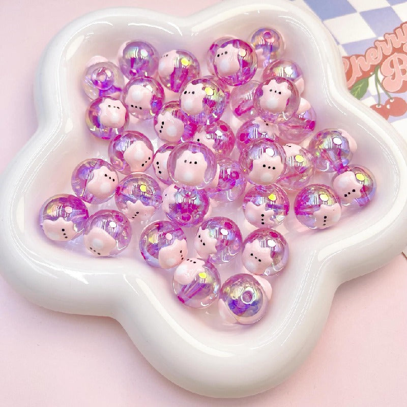 2pcs 16mm Transparent Cat Rabbit Acrylic Beads DIY Bracelet Making 12