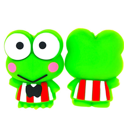 Silicone 3D Focal Beads Smiling Frog Wearing Bow Tie
