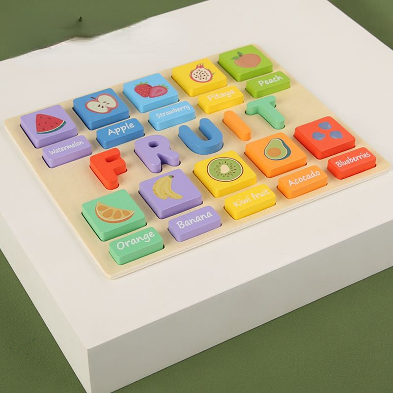 Wooden Alphabet Puzzle Blocks Montessori Toys Educational Toy 8