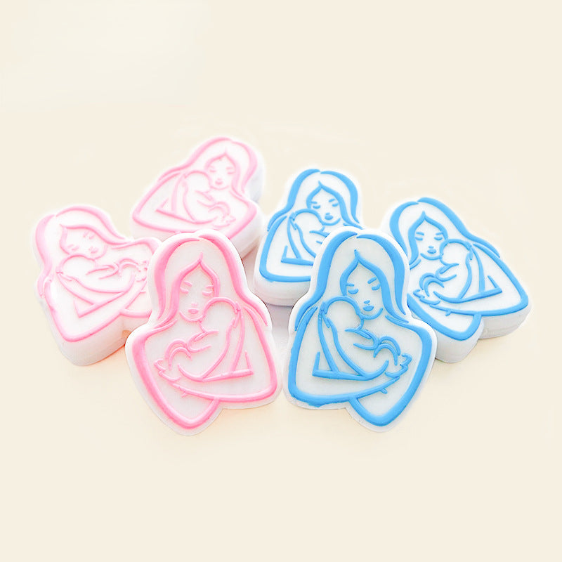 20pcs Silicone Focal Beads Mom and Baby Outline Design