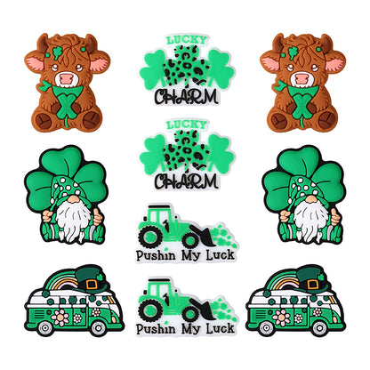 Silicone Focal Beads Saint Patrick Day Clover Highland Cattle Design 10
