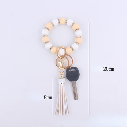 Tassel Silicone Bead Wristlet Keychain with Spacer Beads 5