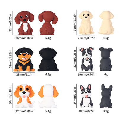 20Pcs Silicone 3D Focal Beads Cute Puppy Sitting Pose 10