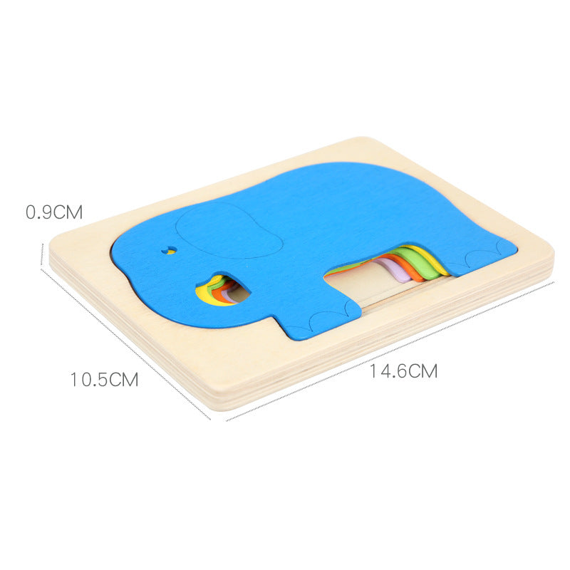 Multi-Layer Wooden Montessori Toys Animal Board Puzzle 15x10x1cm 2