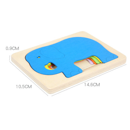 Multi-Layer Wooden Montessori Toys Animal Board Puzzle 15x10x1cm 2