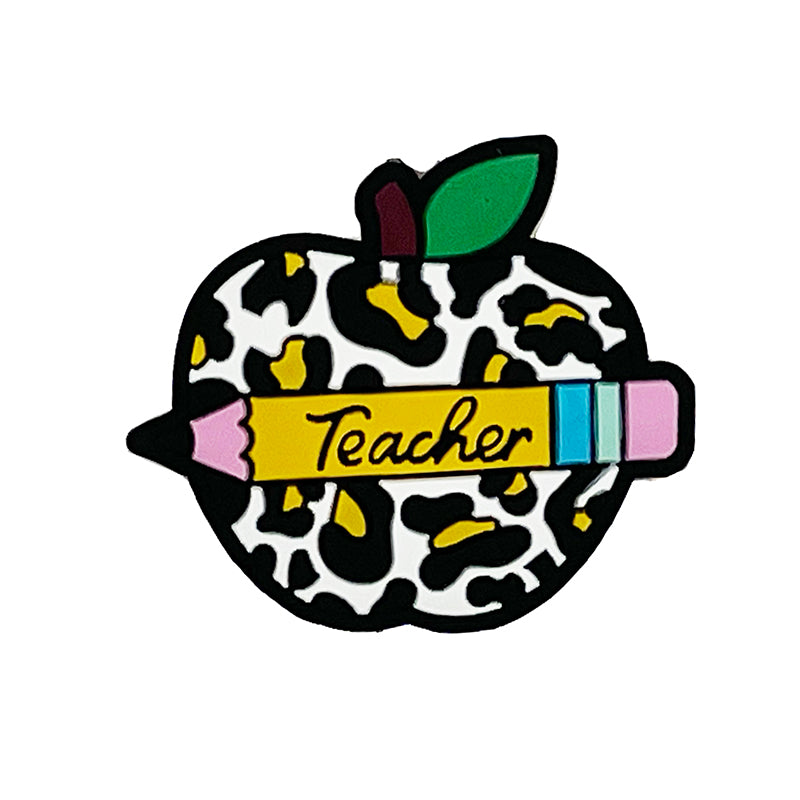 20pcs Silicone Focal Beads Teacher Apple Pencil Design