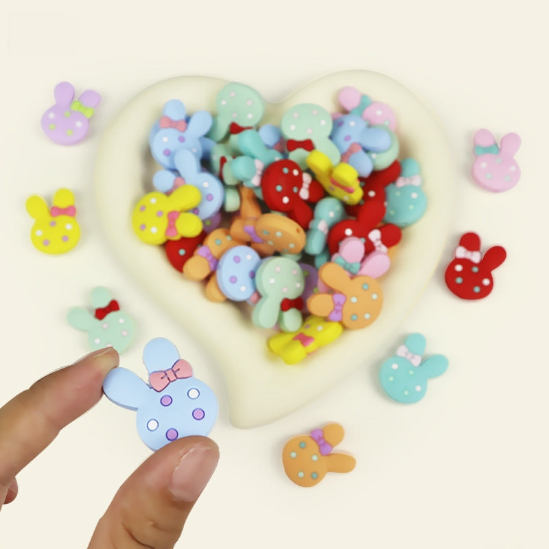 Silicone Focal Beads Butterfly Bow Rabbit Head Macaron Colored Design 4