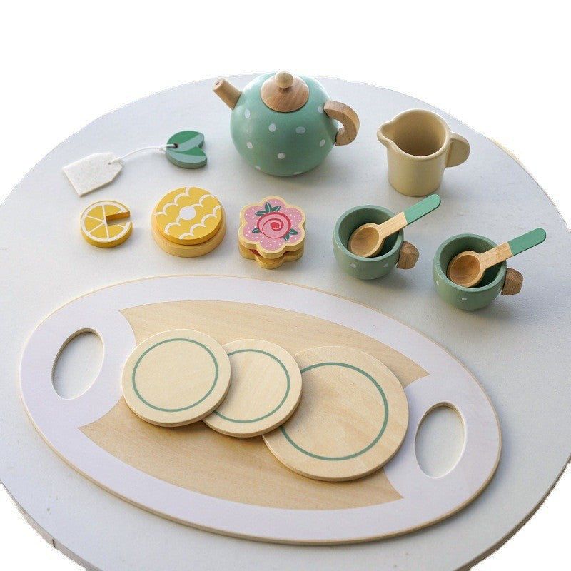 Wooden Pretend Play Tea Set Toy for Kids