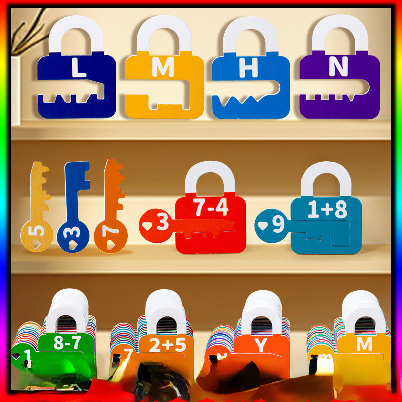 Wooden Montessori Toys Alphanumeric Unlock Pairing Educational Toy 3