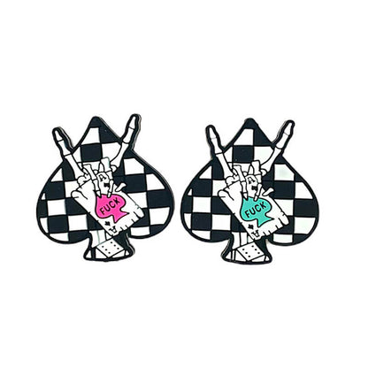 Silicone Focal Beads Checkered Ace Of Spades Hand Gesture Holding Card