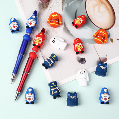 20Pcs Silicone 3D Focal Beads Doctor Police Firefighter Career Medical Theme 6