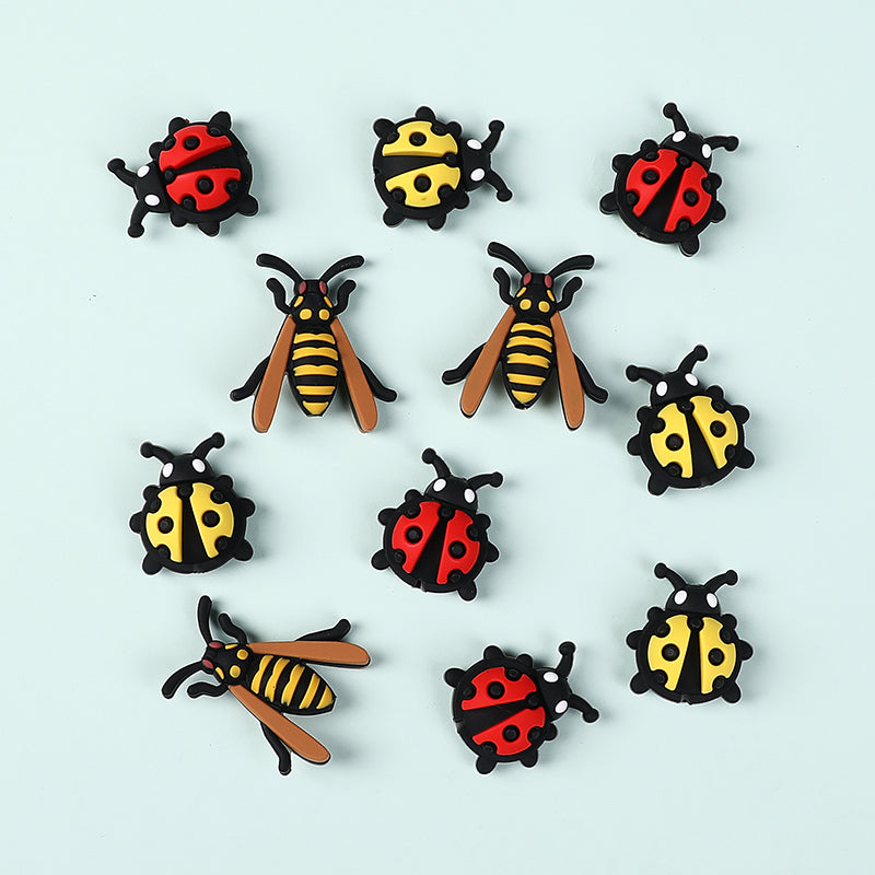 20Pcs Silicone 3D Focal Beads Ladybug Wasp Insect Design 4