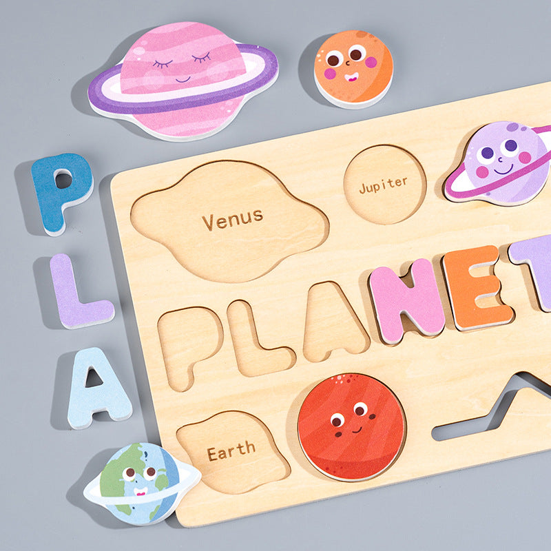 Wooden Montessori Toys Planet Hand Grab Board for Toddlers 5