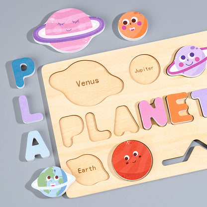 Wooden Montessori Toys Planet Hand Grab Board for Toddlers 5