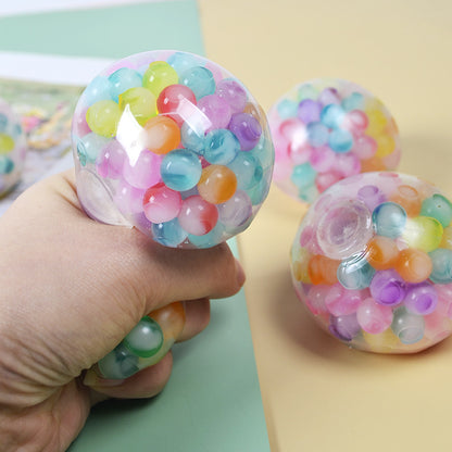 Rainbow Bead Squeeze Sensory Stress Ball Soft Plastic Toy 6cm 2