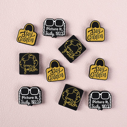 Silicone Focal Beads The Golden Girl Gold Bag and Text Detail 3