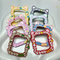 5Pcs 50x57mm Hand Painted Cat Photo Frame Acrylic Beads