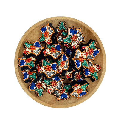 20pcs Silicone Focal Beads Magical School Crest Shield Design 2