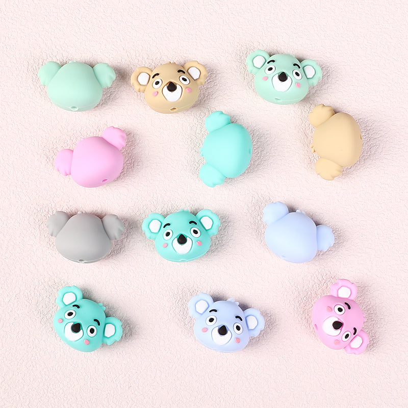 20Pcs Silicone 3D Focal Beads Koala Head Multi Color Design 4