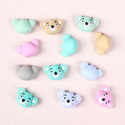 20Pcs Silicone 3D Focal Beads Koala Head Multi Color Design 4
