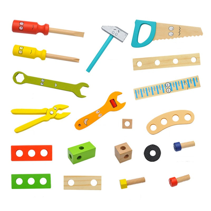 Wooden Pretend Play Toolbox Toy Combination Set 3