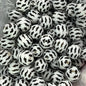 50pcs 15mm Black Beard Print Silicone Beads Printed Design