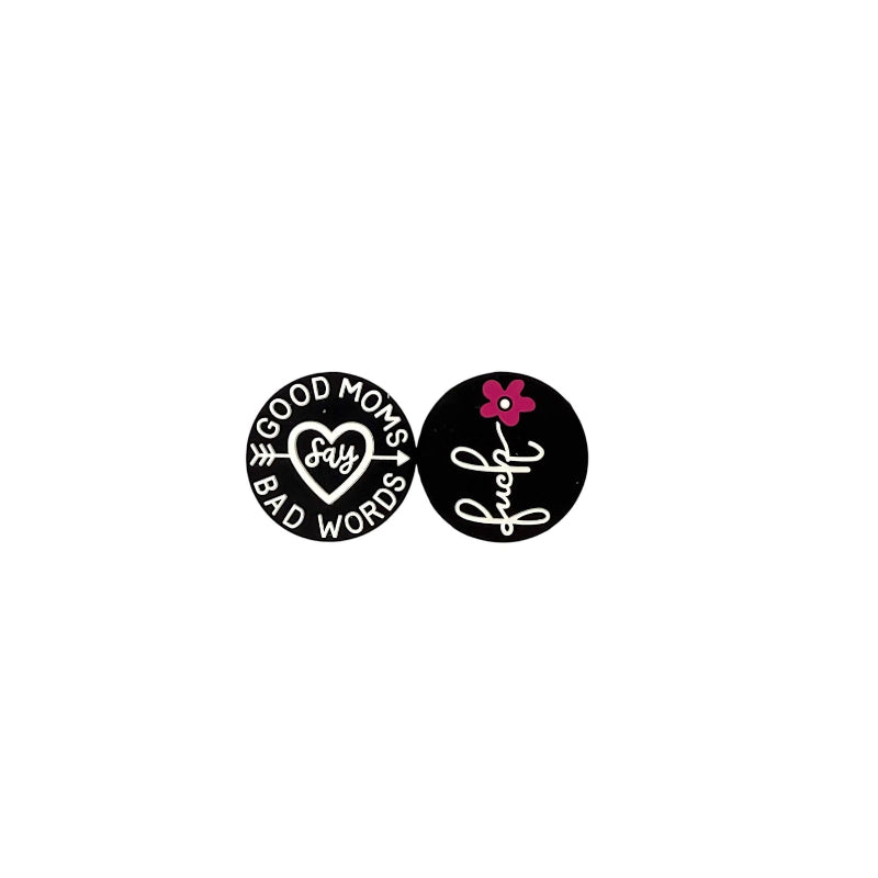 20Pcs Silicone Focal Beads Good Moms Round Printed Text Design