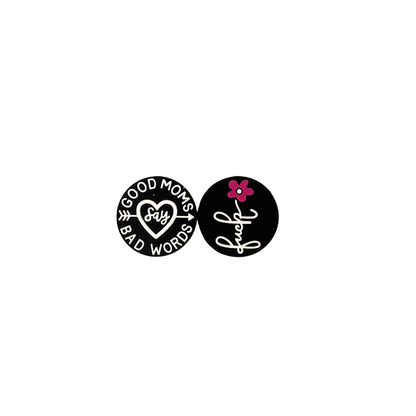 20Pcs Silicone Focal Beads Good Moms Round Printed Text Design