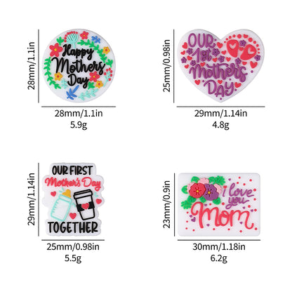 Silicone Focal Beads Mothers Day Floral Text Designs 9