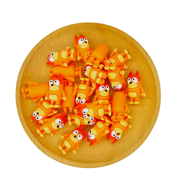 Silicone 3D Focal Beads Orange Standing Puppy Figure 2