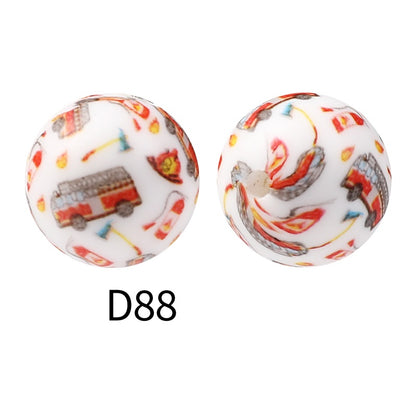 50pcs 15mm Rhombus Printed Silicone Beads Colorful Design 50